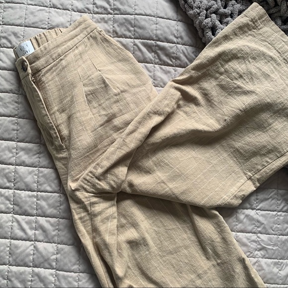 Lost + Wander Sun Tan Striped Linen Wide Leg Pant - Picture 7 of 7